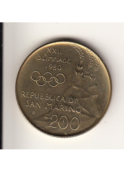 1980 200 Lire Bronzital Giochi Olimpici Fior di Conio San Marino